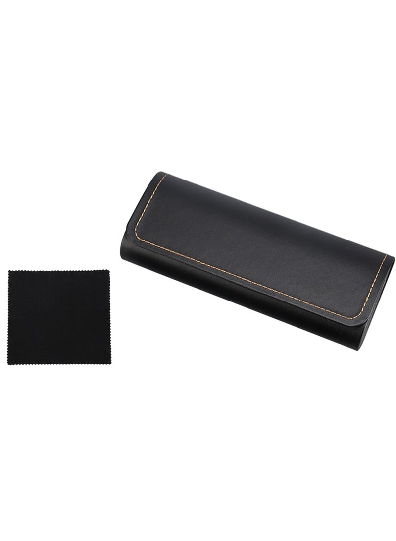 Eyeglass Case Hard Shell Sunglass Case Eyeglass Case Portable Lightweight PU Leather Case for Men Women With Cleaning Cloths